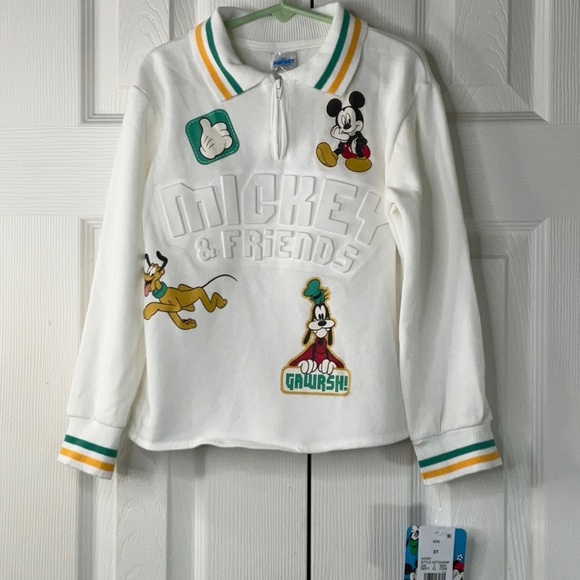 Disney Micky Mouse & Friends Collar Quarter Zip Fleece Pullover Size 5T - Picture 2 of 10